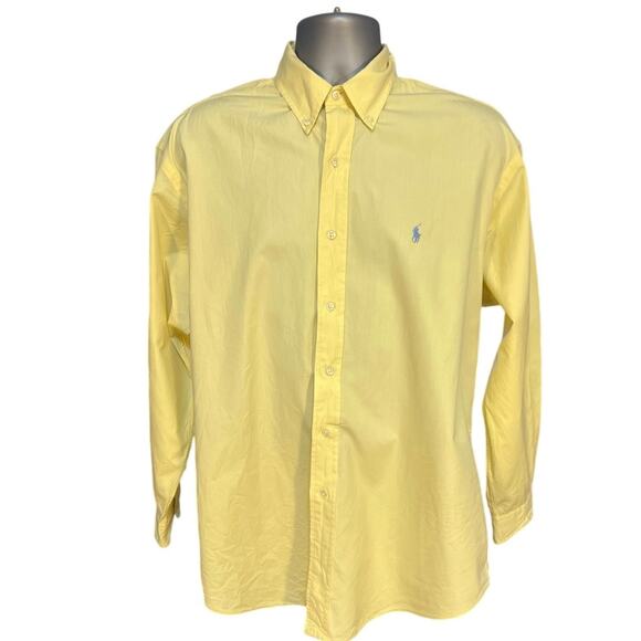 Ralph Lauren Yellow Blake Two Ply Cotton Long Sleeve Button Down Size L - Picture 1 of 10